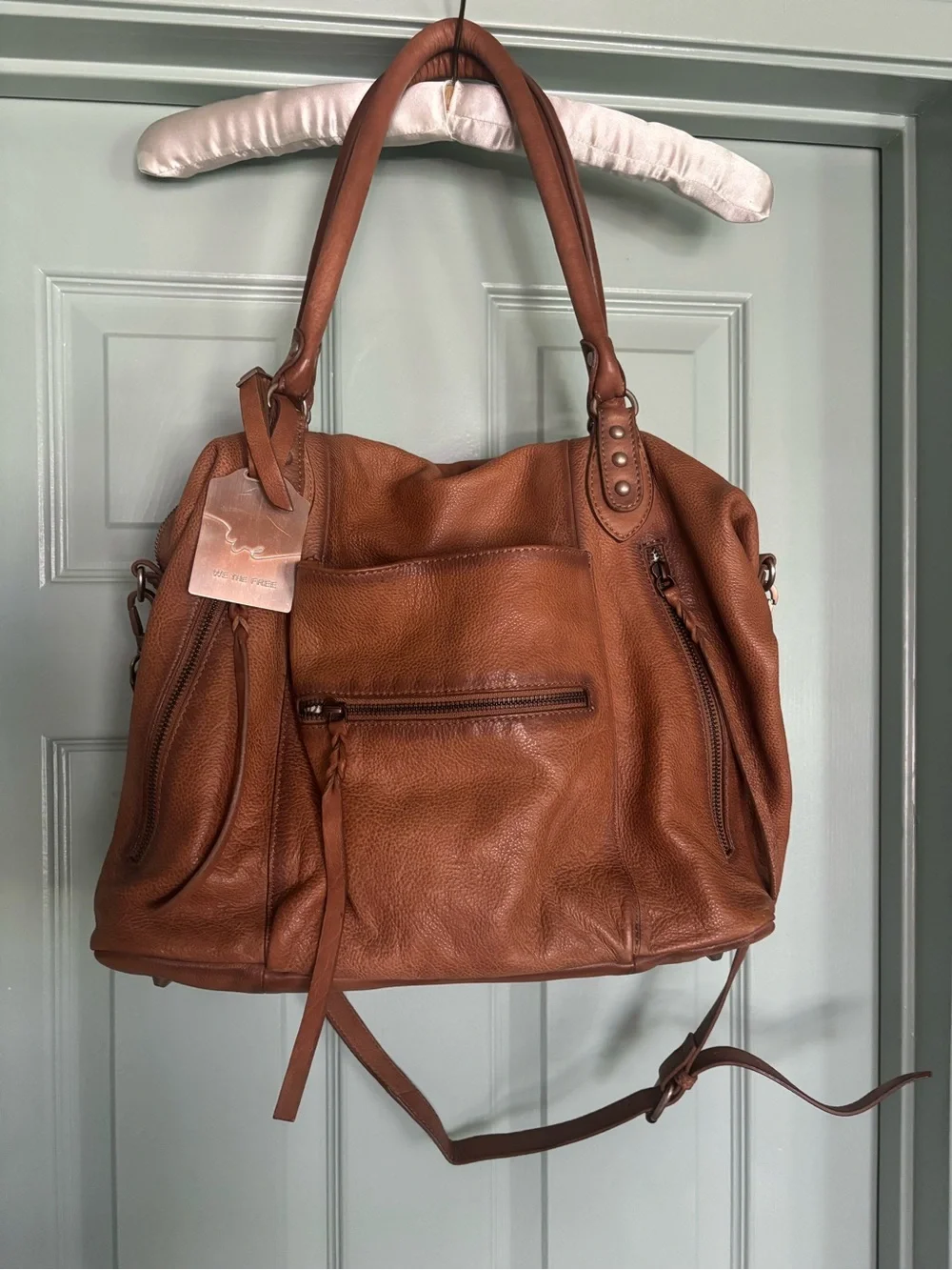 FREE PEOPLE We The Free Saddle Brown Leather Shoulder Bag